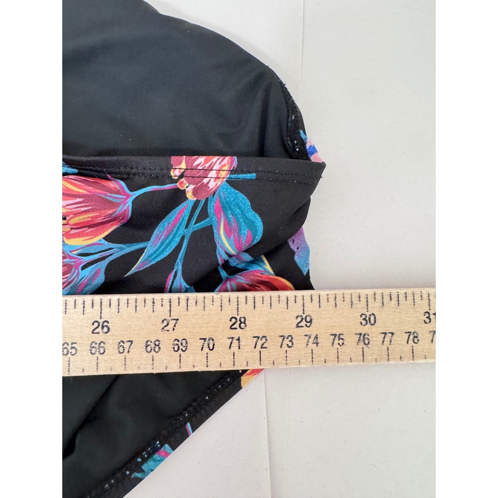 ModCloth Floral Halter One Piece Swimsuit sz Large Black floral boho retro - Picture 6 of 8